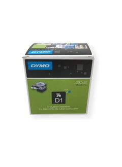 Dymo DYMO D1 5 nos Labeling 1/2"x23' Black Print on White Tape - 12mm X 7M D1 Label Cassette Split Back Easy Peel Adhesive  - Image 2