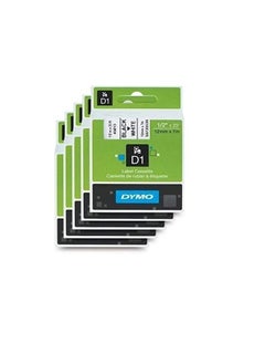 Dymo DYMO D1 5 nos Labeling 1/2"x23' Black Print on White Tape - 12mm X 7M D1 Label Cassette Split Back Easy Peel Adhesive  - Image 1