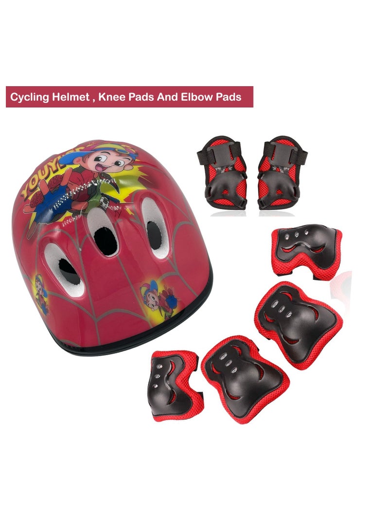 Spall Kids Bike Helmet Set Skateboard Knee Pads - Kids Helmet Elbow Pads Wrist Guards Adjustable for 3~10yrs Girl Boy Kids Protective Gear Set for Sport Cycling Bike Roller Skating Scooter - Image 1
