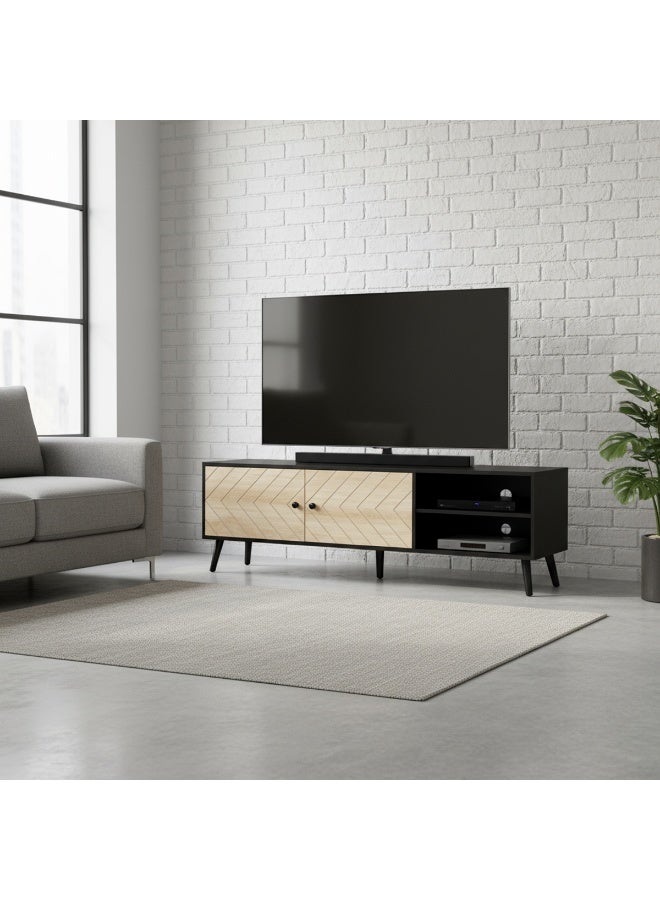 بيتي طاولة تلفزيون بلازما 160 سم خشب - اسود وبيج - Image 1