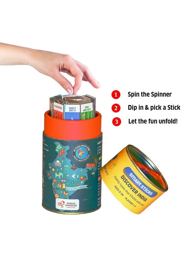 Chalk and Chuckles Smart Sticks Discover India, Kids Games Age 7+ Years, India Map Puzzle, Fun Educational Toys, Card Game, Birthday Return Gift for Girls, Boys 8, 9, 10, 11, 12 - Image 2