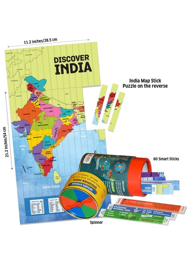 Chalk and Chuckles Smart Sticks Discover India, Kids Games Age 7+ Years, India Map Puzzle, Fun Educational Toys, Card Game, Birthday Return Gift for Girls, Boys 8, 9, 10, 11, 12 - Image 5