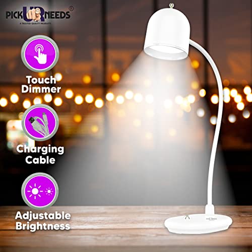 Pick Ur Needs White Desk Lamp Rechargeable For Study Lamp/Table Lamp Led Eye-Caring With Usb Charging Cable Touch Control Flexible Head - Image 5