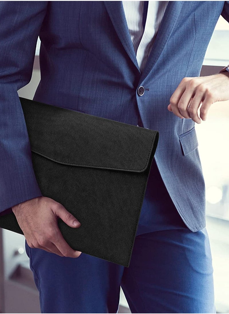 SYOSI - A4 Envelope File Holder Waterproof Document Bag  Lightweight PU Leather Multifunction Portfolio Document File Folder File Organizer Storage Case for Paper Document Tablet Case 2PCS Black - Image 1