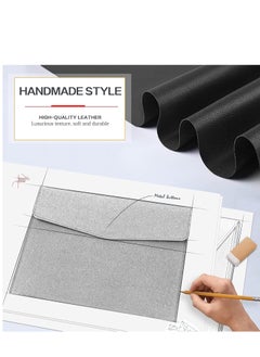 SYOSI A4 Envelope File Holder Waterproof Document Bag  Lightweight PU Leather Multifunction Portfolio Document File Folder File Organizer Storage Case for Paper Document Tablet Case 2PCS Black  - Image 5