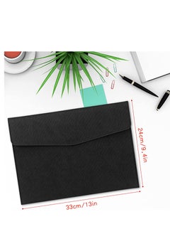 SYOSI A4 Envelope File Holder Waterproof Document Bag  Lightweight PU Leather Multifunction Portfolio Document File Folder File Organizer Storage Case for Paper Document Tablet Case 2PCS Black  - Image 2