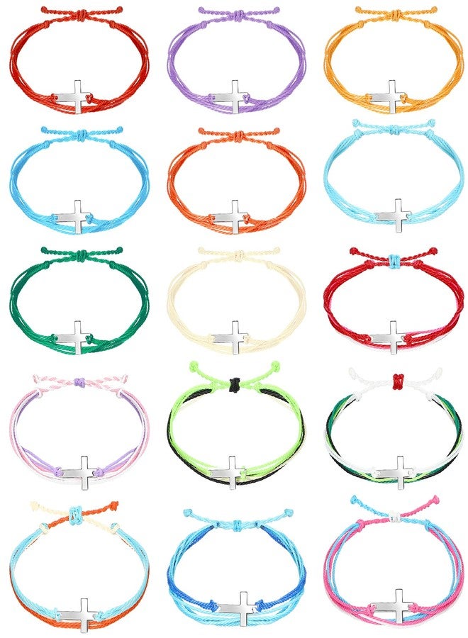 Inbagi 30 Pcs Cross Bracelet Cross Friendship Bracelet Handmade Adjustable String Nylon Rope Braided String Rope Christian Bracelets for Women Men Boy Girls Baptism BFF Lucky Gifts - Image 1