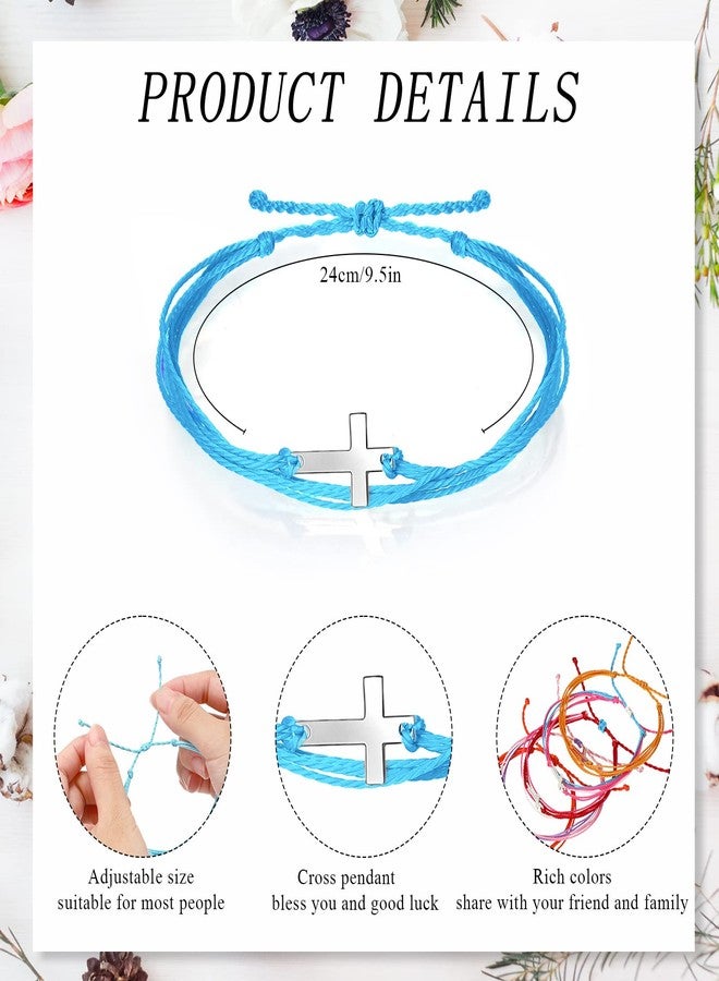 Inbagi 30 Pcs Cross Bracelet Cross Friendship Bracelet Handmade Adjustable String Nylon Rope Braided String Rope Christian Bracelets for Women Men Boy Girls Baptism BFF Lucky Gifts - Image 2