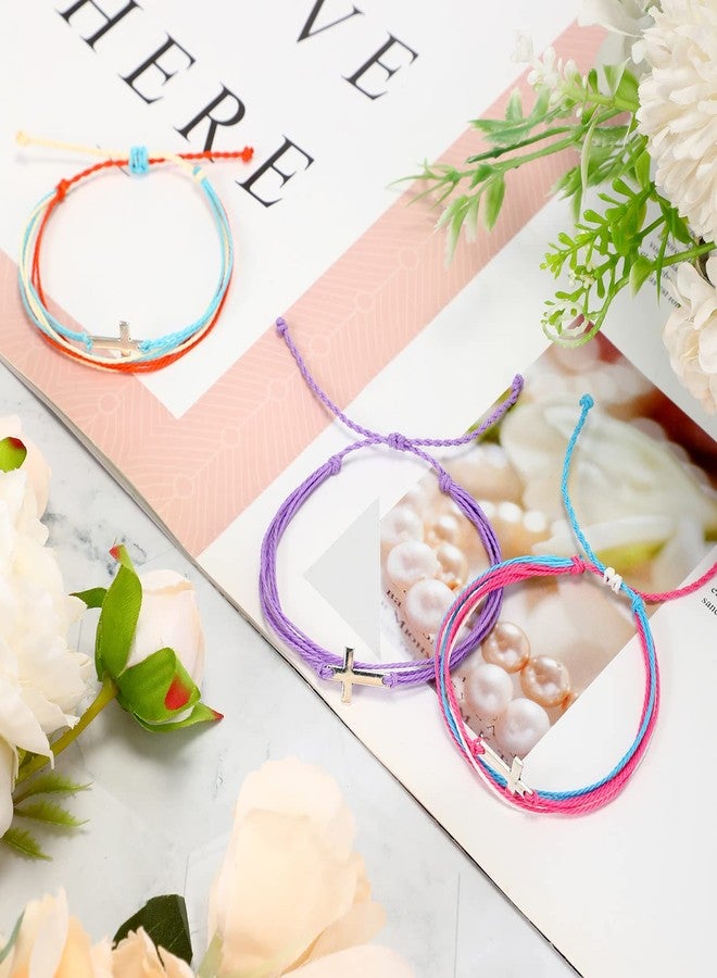 Inbagi 30 Pcs Cross Bracelet Cross Friendship Bracelet Handmade Adjustable String Nylon Rope Braided String Rope Christian Bracelets for Women Men Boy Girls Baptism BFF Lucky Gifts - Image 3