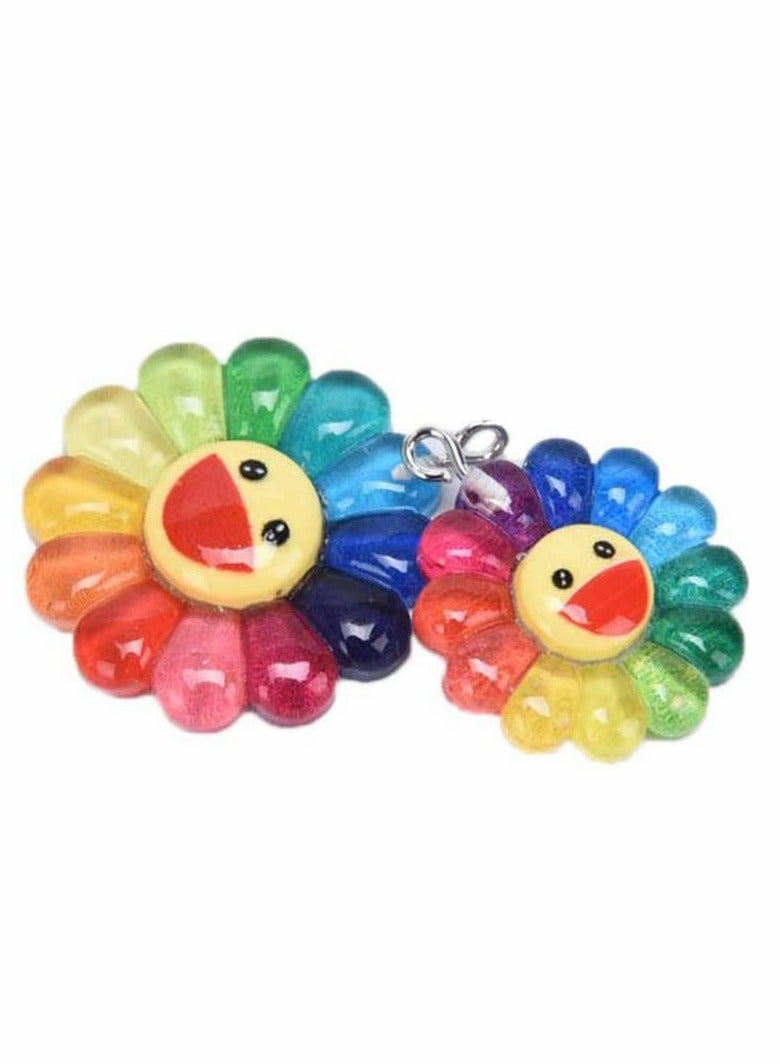 KASTWAVE Colorful Transparent Smiley, Sunflower Charms Sun Flower, Pendants Resin Sun Flower, Pendants Charms Sun Sunflower Collection Crafts, for DIY Bracelet Necklace Earring Keychain Making 50 Pcs - Image 2