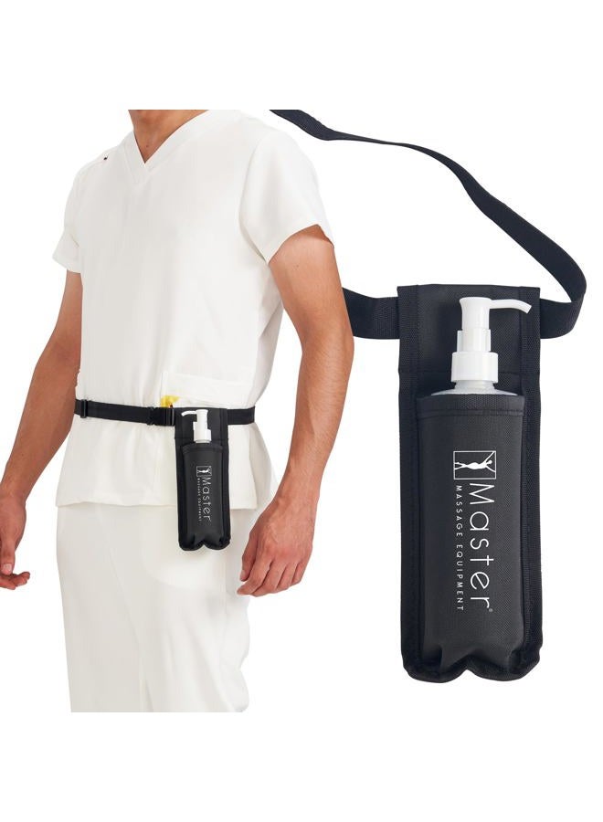 Master Massage Single Bottle Massage Oil Holster Case Bag-Adjustable and Heat-Resistant Bottle Cream & Lotion Single Holster Bag Kit– Incl. One 8 Oz Refillable Pump Dispenser - Image 1
