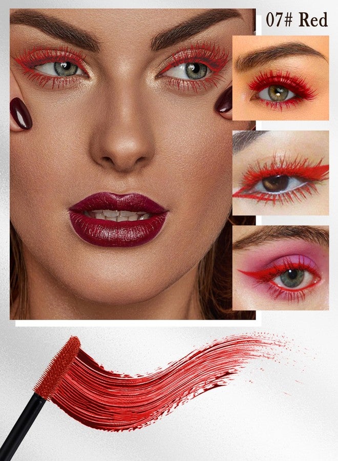 LYSdefeu 5D Red Mascara for Eyelashes-1Pcs Longlasting Waterproof Smudge-Proof Colored Mascara Volume and Length, Volumizing Curling Defining Eye Lashes rimel de pestañas, Cosplay Party Eye Makeup for Women - Image 2