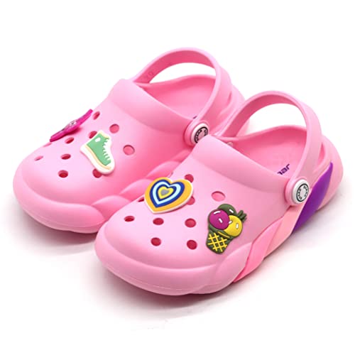 SVAAR Slingback Clog Shoes for Boys & Girls || Indoor & Outdoor Sandals Clogs for Kids with 4 Cartoon Charm Baby Pink - Image 1