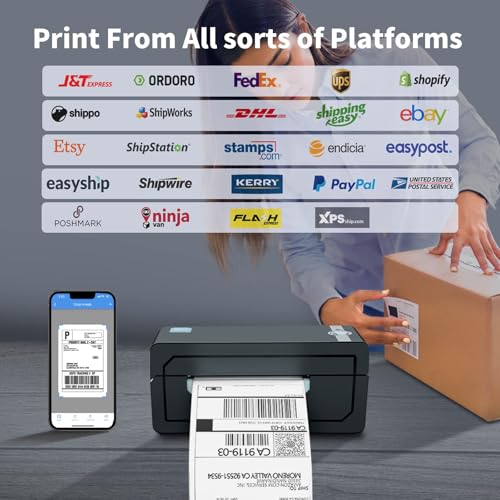 JADENS Bluetooth Thermal Shipping Label Printer – Wireless 4x6 Shipping Label Printer, Compatible with Android&iPhone and Windows, But Not Mac,Widely Used, Amazon, Shopify - Image 4