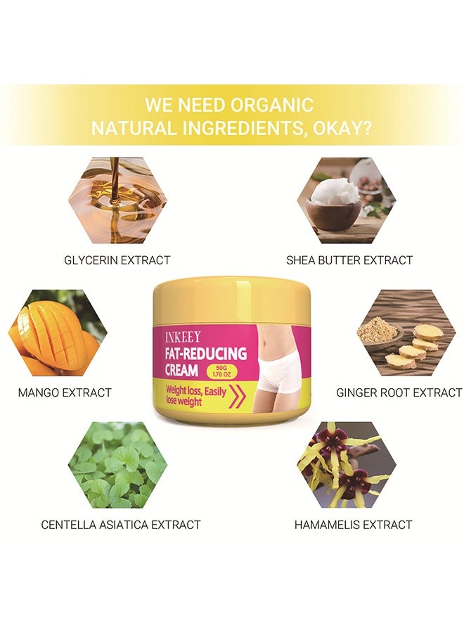 INKEEY Fat-Reducing Cream，Fat Burner Slimming Body Massage Sculpting Cream Anti Cellulite Cream for Belly Waist Thighs Abdomen Buttocks Firming Tighten Skin 50g - Image 3