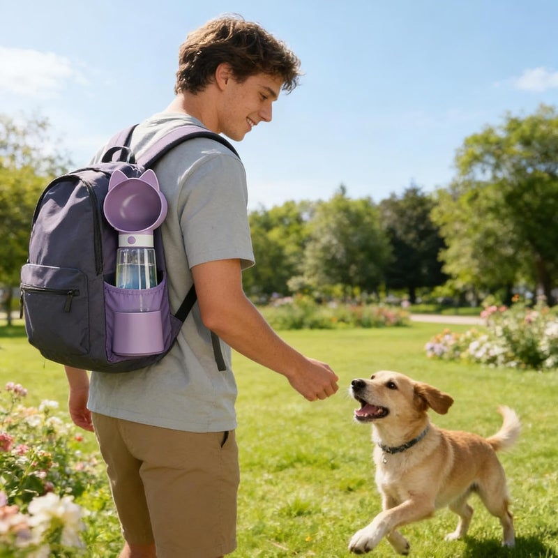 Dog Water Bottle,2-in-1 Portable Leak Proof Dispenser | Travel Dog Bowls - for Walking Hiking Car Beach Outdoor Camping Feeding Park Garden Yard Courtyard - Image 2