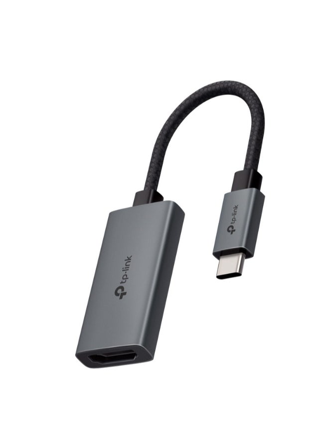 TP-LINK UA520C USB Type-C to HDMI Adapter, 4K 60Hz Ultra HD, Plug & Play, Portable, Flexible 100mm Braided Cable grey - Image 1