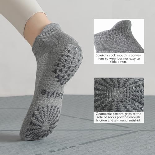 Hstyle 3 Pairs of Yoga Socks with Grips for Women and Men, Ideal for Ballet, Barre, Barefoot Workout, Pilates Grip Socks Non Slip Socks - Image 5