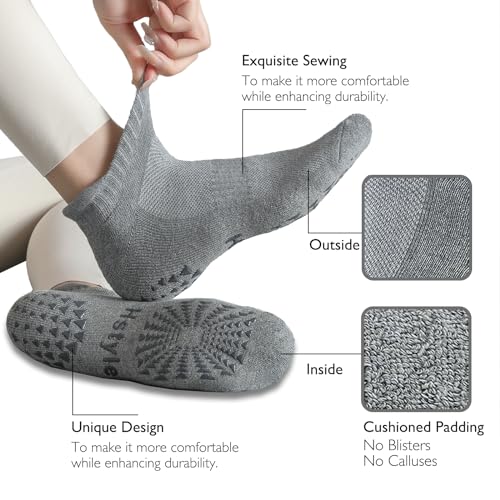 Hstyle 3 Pairs of Yoga Socks with Grips for Women and Men, Ideal for Ballet, Barre, Barefoot Workout, Pilates Grip Socks Non Slip Socks - Image 3