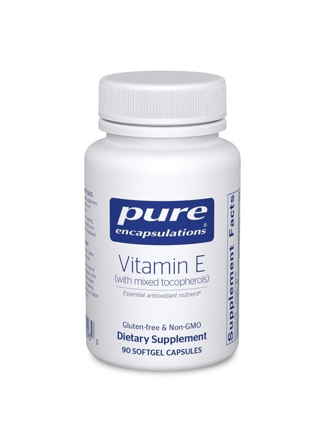 Pure Encapsulations فيتامين E (مع توكوفيرولات مختلطة) - حماية مضادة للأكسدة ووظيفة خلوية - يحتوي على توكوفيرولات مختلطة - غير معدلة وراثيًا - 90 كبسولة لينة - Image 1