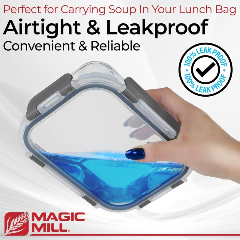 Magic Mill Premium Borosilicate Glass Food Storage Containers with lids Set | 24pc Sets with 12 Bowls & 12 Airtight Locking Lids for Lunch & Meal Prep, Safe for Oven, Freezer, Dishwasher, BPA-Free - Image 5