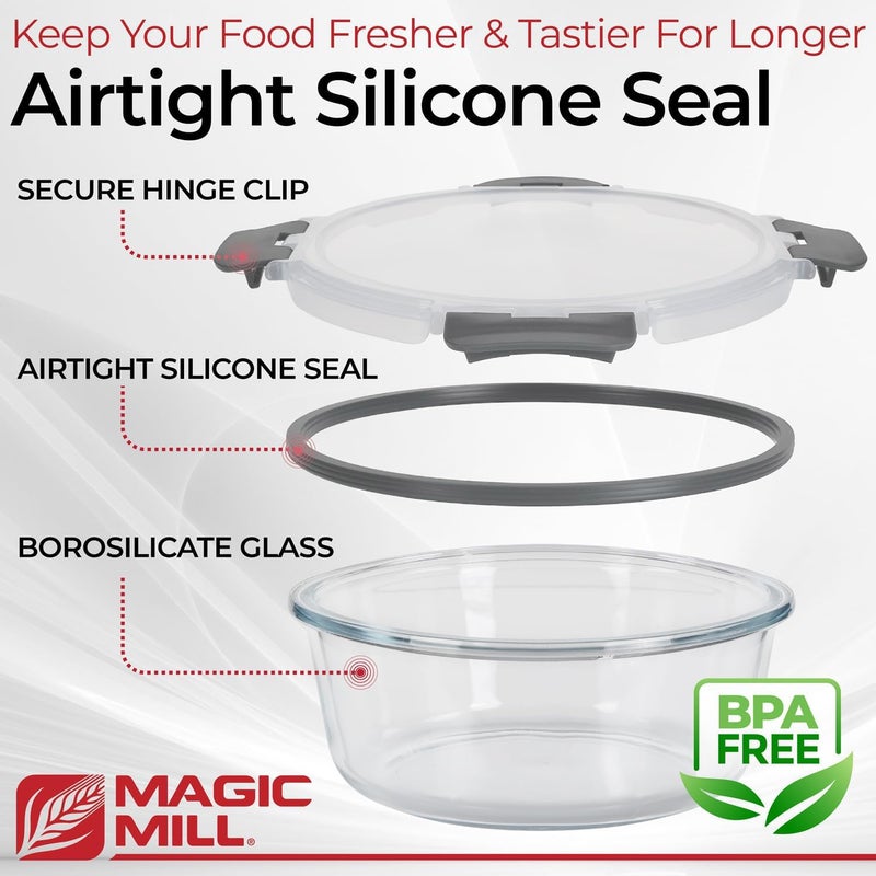 Magic Mill Premium Borosilicate Glass Food Storage Containers with lids Set | 24pc Sets with 12 Bowls & 12 Airtight Locking Lids for Lunch & Meal Prep, Safe for Oven, Freezer, Dishwasher, BPA-Free - Image 4