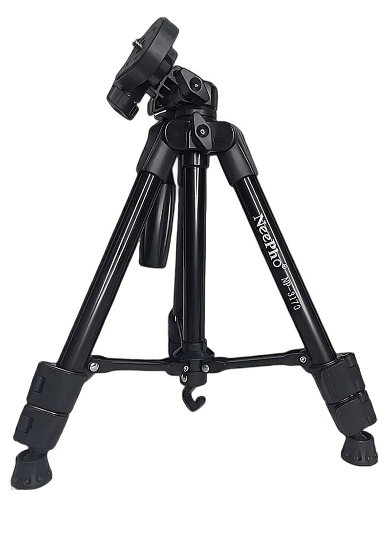 Neepho NP-3170 Professional Tripod, Quick-Release Plate, Adjustable Clamp, Carrying Case Included-BLACK - Image 1