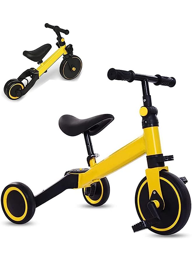 DMG TECH 3 in 1 Kids Tricycles, Toddler Bike for 1-4 Year olds,Baby Balance Bike Kids Trike with Adjustable Seat & Handlebar and Removable Pedal,Kids Trike 3 Wheel Bike for Boys Girls (yellow) - Image 1