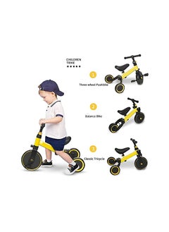DMG TECH 3 in 1 Kids Tricycles, Toddler Bike for 1-4 Year olds,Baby Balance Bike Kids Trike with Adjustable Seat & Handlebar and Removable Pedal,Kids Trike 3 Wheel Bike for Boys Girls (yellow)  - Image 2