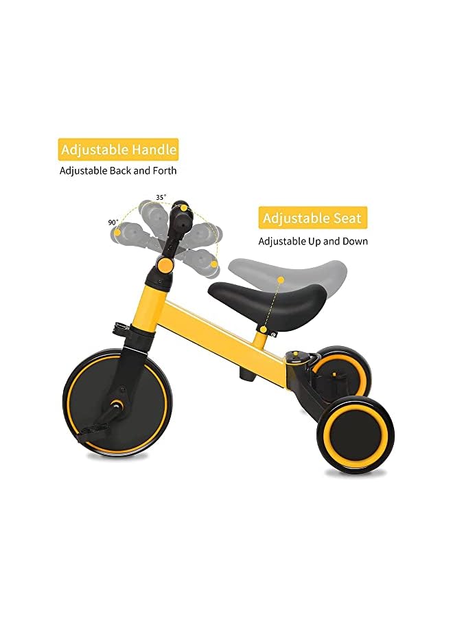 DMG TECH 3 in 1 Kids Tricycles, Toddler Bike for 1-4 Year olds,Baby Balance Bike Kids Trike with Adjustable Seat & Handlebar and Removable Pedal,Kids Trike 3 Wheel Bike for Boys Girls (yellow) - Image 3