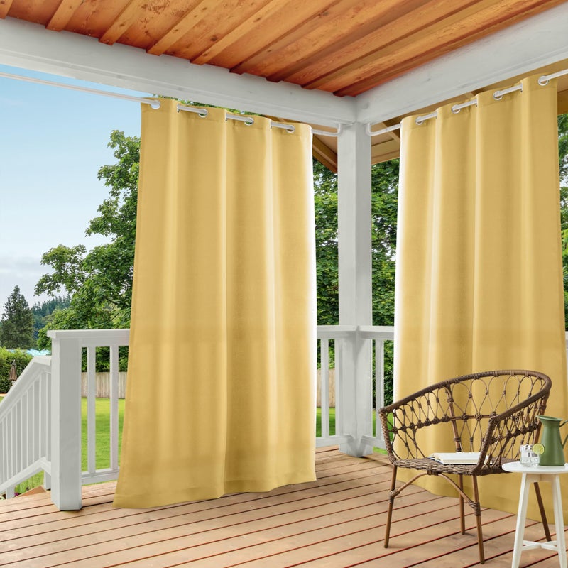 TOWN & COUNTRY BASICS TOWN  COUNTRY BASICS Cabana Solid Heavyweight Indoor Outdoor Curtains Light Filtering Opacity with Grommet Top Water Repellent 2Pack Set 54x84 Sundress Yellow 