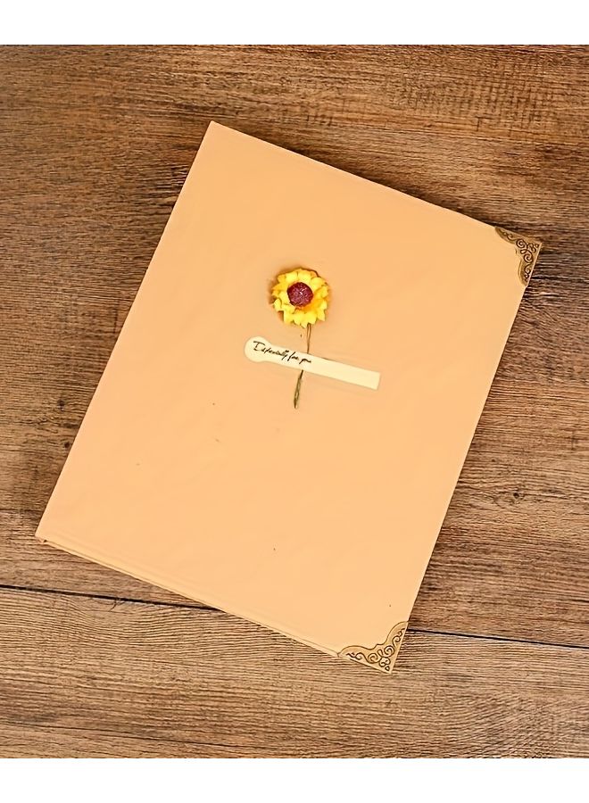 1pc Large Kraft Scrapbook Album Thick Pages 3 Ring Binding Lay Flat Design - Image 1