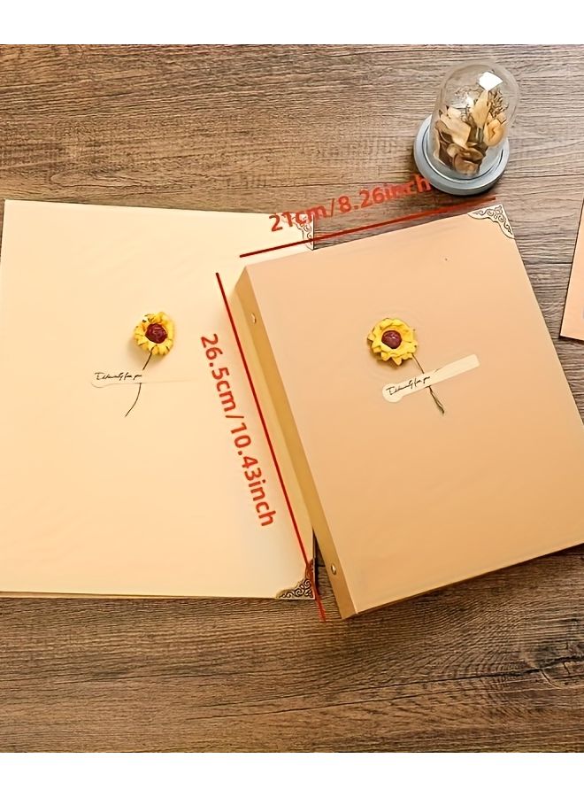 1pc Large Kraft Scrapbook Album Thick Pages 3 Ring Binding Lay Flat Design - Image 3