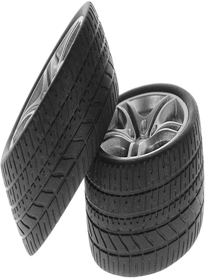 GANPUB 4Pcs Tires,Simulation Rubber Wheel Tire Wheel Toy Model DIY RC Spare Parts Easy Installation Small in Size,Wheel Sets,Remote and App Controlled Vehicles and Parts,Wheels and Tires（Black 48mm） - Image 2