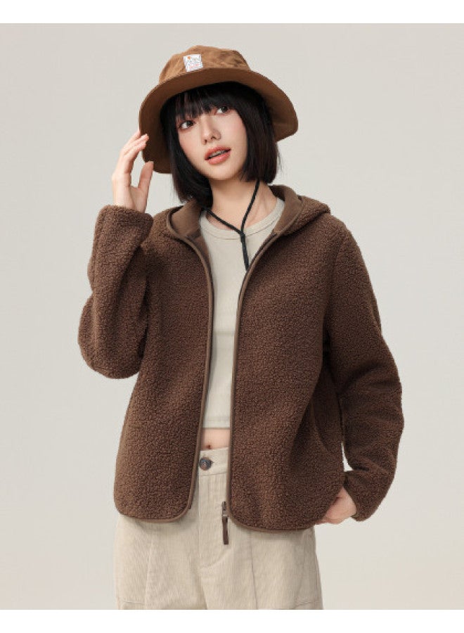 Flying in the snow Women's Short Fleece Jacket 2025 Autumn New Simple Versatile Personality Trend Long Sleeve Jacket Women - Image 1