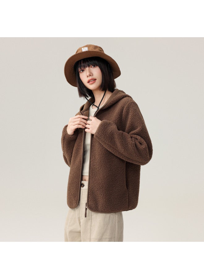 Flying in the snow Women's Short Fleece Jacket 2025 Autumn New Simple Versatile Personality Trend Long Sleeve Jacket Women - Image 3