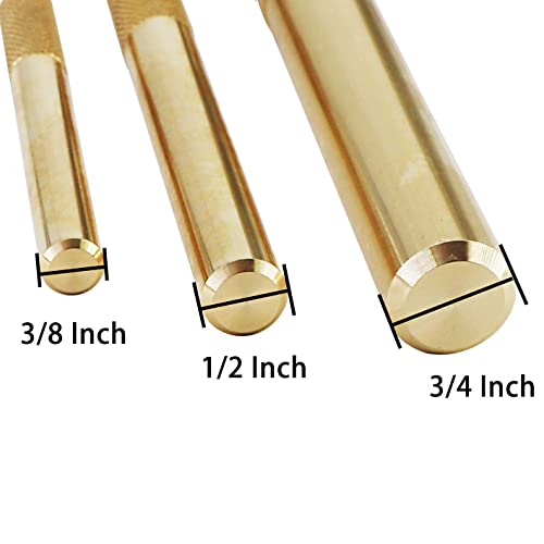 Tektall 61360 Brass Drift Punch Set, 3/4-Inch 1/2-Inch 3/8-Inch 3/4'' 1/2'' 3/8'' Hand Tool Punches Tools for Home use - Image 3