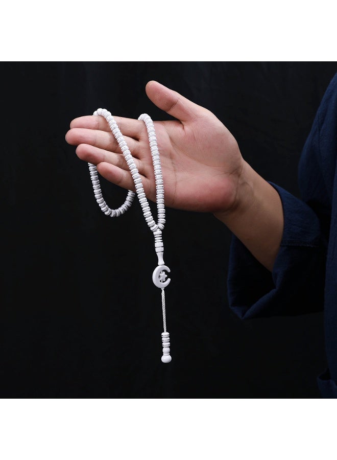 NIBEMINENT 99 Muslim Prayer Beads White/8mm