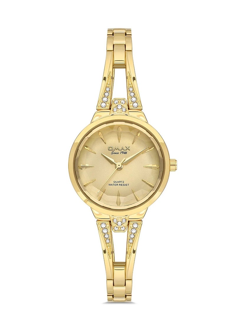 OMAX Omax Women's Luxury Wrist Watch, Watches for Women, Stainless Watches, Steel Gold Band, Black Analog Dial, Waterproof Watch, 1 Year Warranty  - Image 1