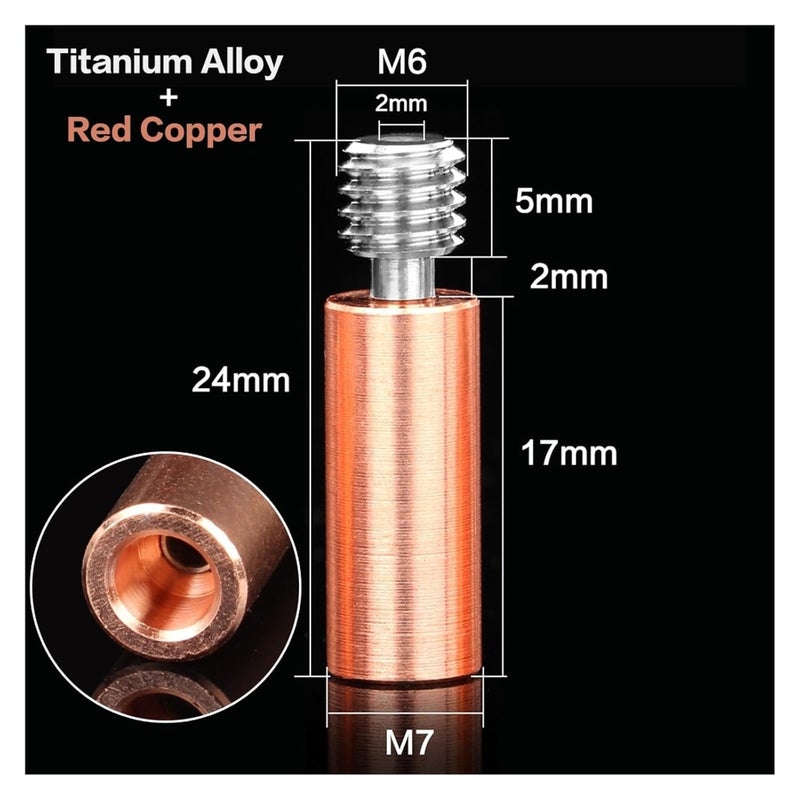 Bi Metal V6 Titanium Alloy Bimetal Heatbreak Throat Hotend 5PCS Copper Heater Block MK3 1 75MM - Image 3