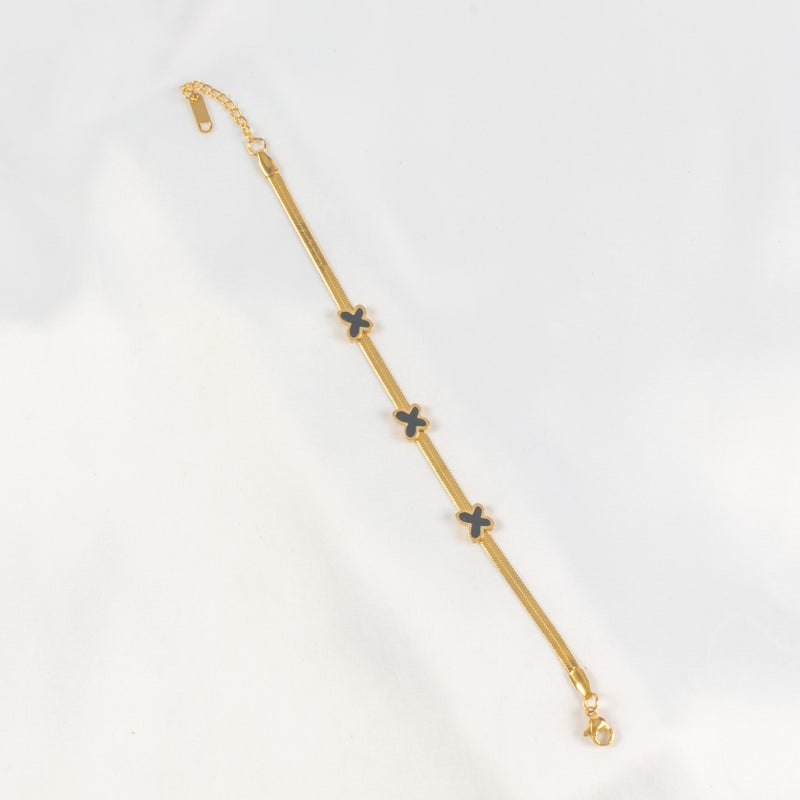 Golden Stainless Steel Black Butterfly Bracelet - Image 1