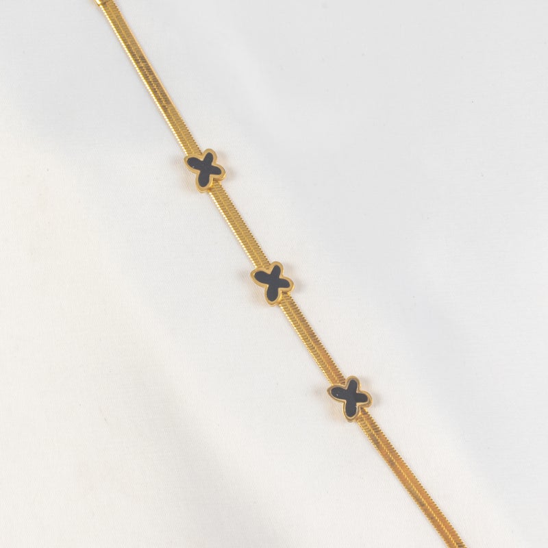 Golden Stainless Steel Black Butterfly Bracelet - Image 2