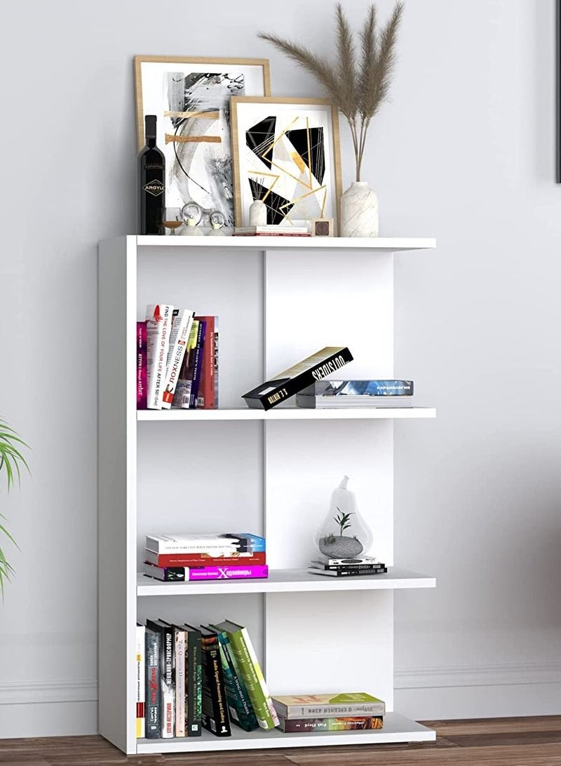 مودرن هوم خزانة كتب خشبية مع 4 أرفف كتب لغرفة المعيشة وغرفة النوم والمكتب - 110cm - أبيض  - Image 1