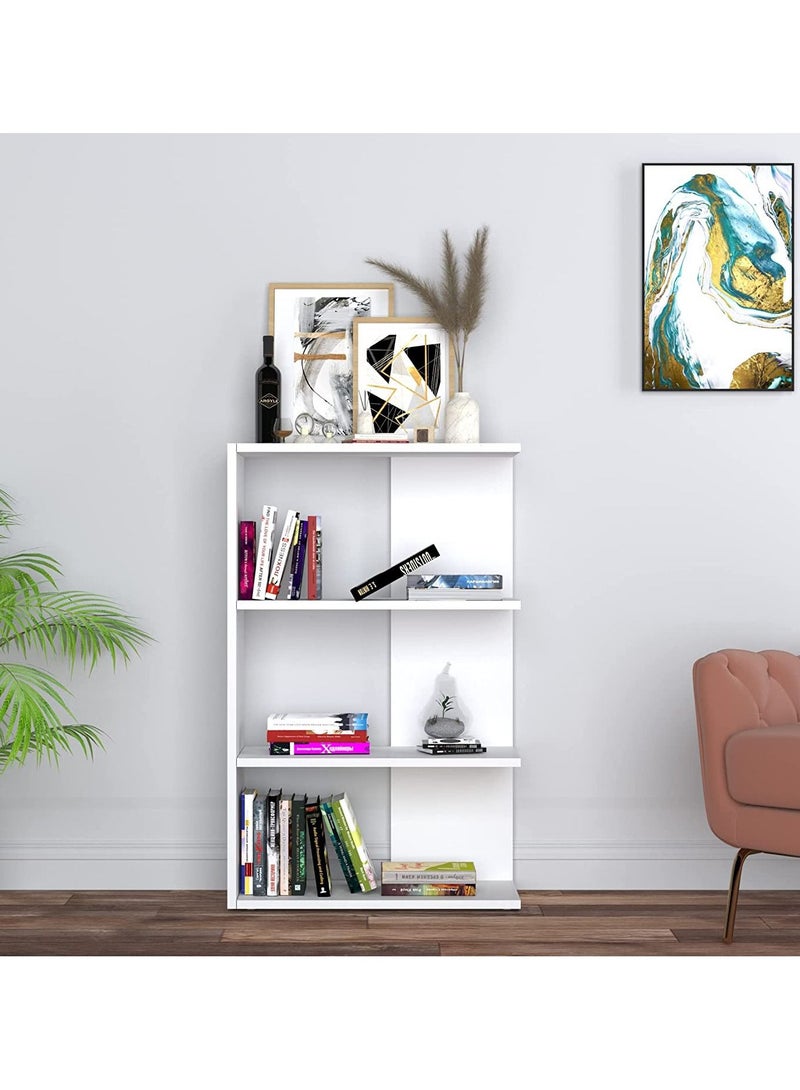 مودرن هوم خزانة كتب خشبية مع 4 أرفف كتب لغرفة المعيشة وغرفة النوم والمكتب - 110cm - أبيض  - Image 2