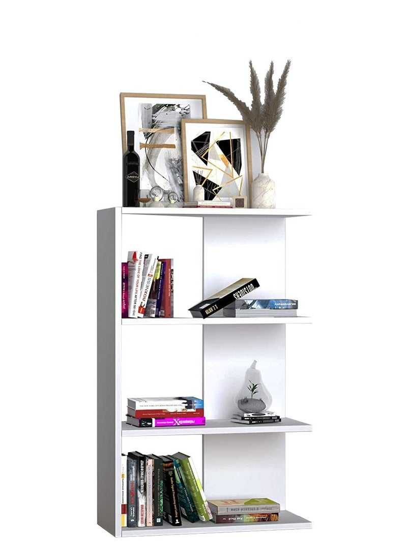 مودرن هوم خزانة كتب خشبية مع 4 أرفف كتب لغرفة المعيشة وغرفة النوم والمكتب - 110cm - أبيض  - Image 3