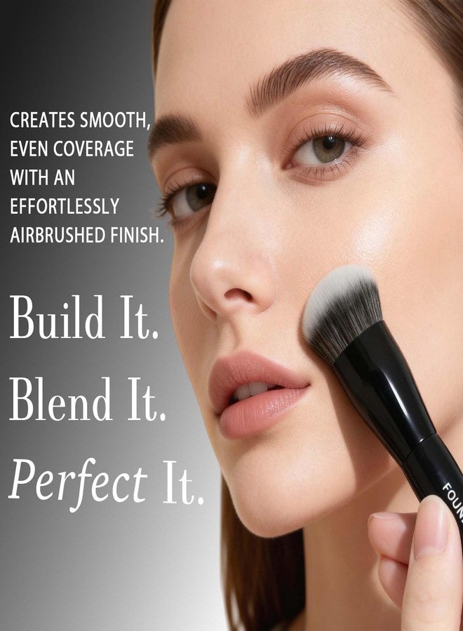 GlintMagic+ GlintMagic Professional Foundation Brush - Streak-Free, Polished Finish for Liquid, Cream & Powder | Dense & Soft Bristles, Easy to Clean, All Skin Types - Image 2