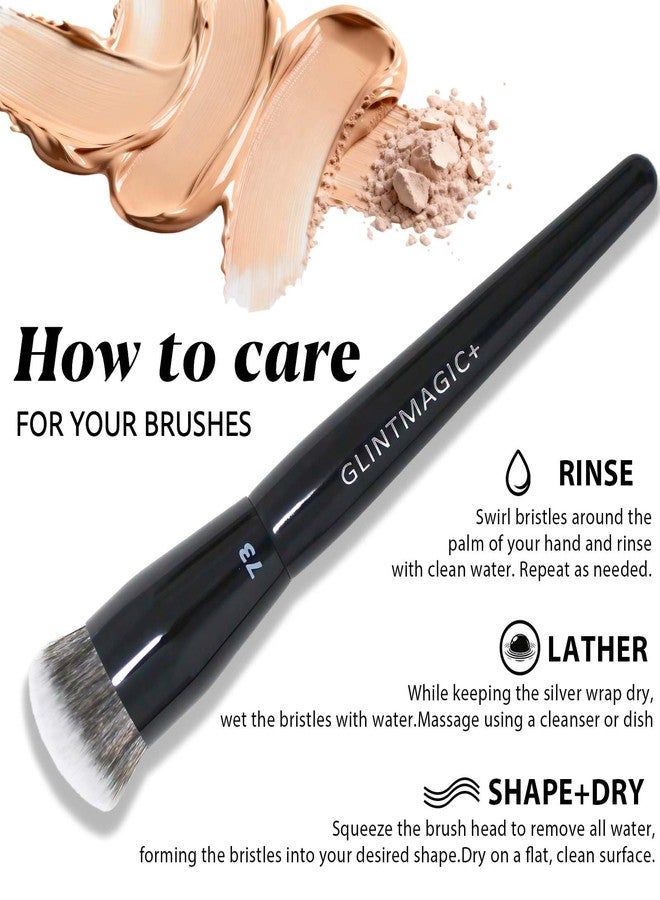GlintMagic+ GlintMagic Professional Foundation Brush - Streak-Free, Polished Finish for Liquid, Cream & Powder | Dense & Soft Bristles, Easy to Clean, All Skin Types - Image 3