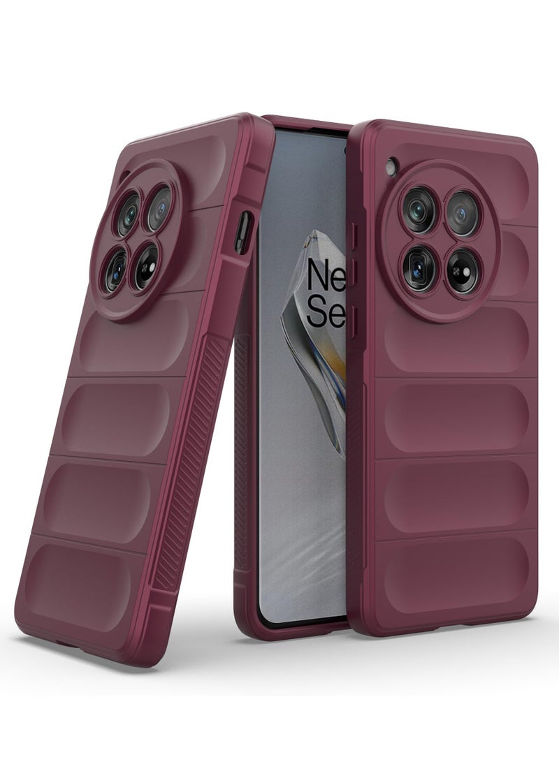 Premium Protection Back Silicone Case Compatible with Oneplus 12R/Oneplus Ace 3 5G Magic Shield Shockproof Case with Camera Protection (Wine Red)  - Image 1
