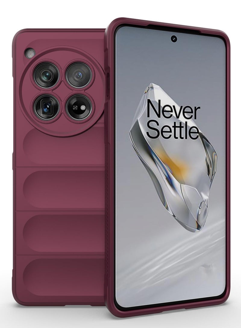 Premium Protection Back Silicone Case Compatible with Oneplus 12R/Oneplus Ace 3 5G Magic Shield Shockproof Case with Camera Protection (Wine Red)  - Image 2