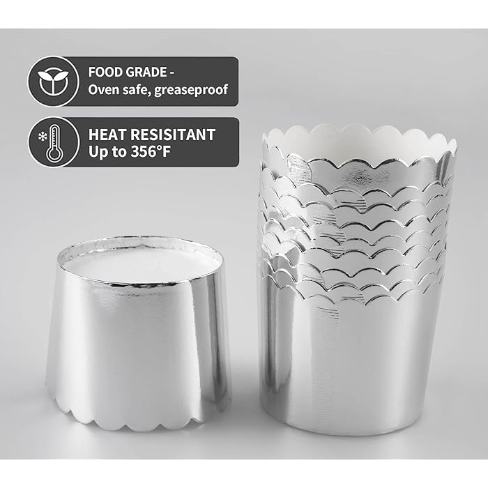 Deera Deera Silver Foil Paper Cupcake LinersMuffin Baking Cups Pack of 100 Medium  - Image 4